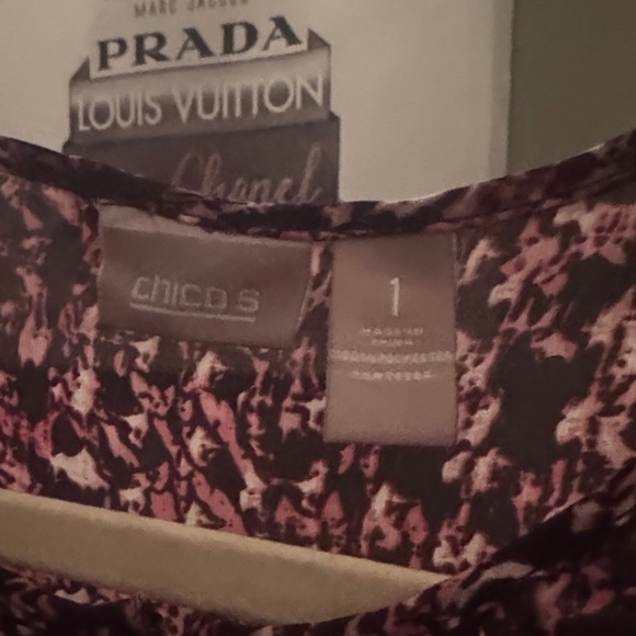 Chico's Abstract Pink and Black Blouse - Picture 2 of 4